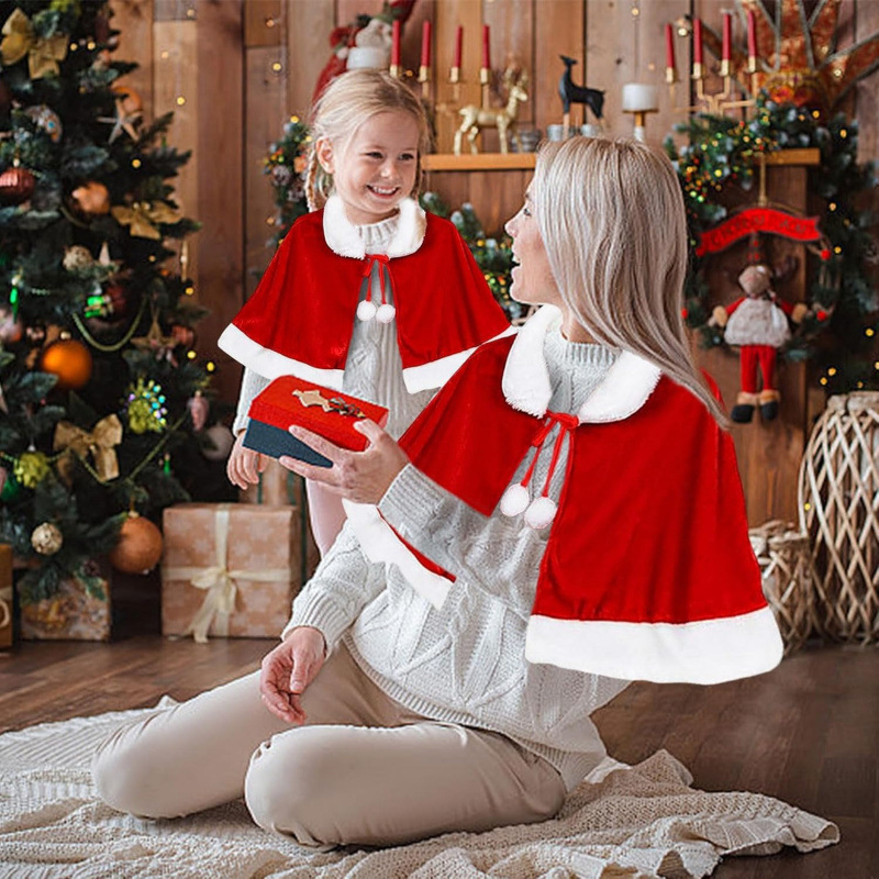Women'S Red Accessories - Kadın Kızlar Noel Noel Baba Pelerini,