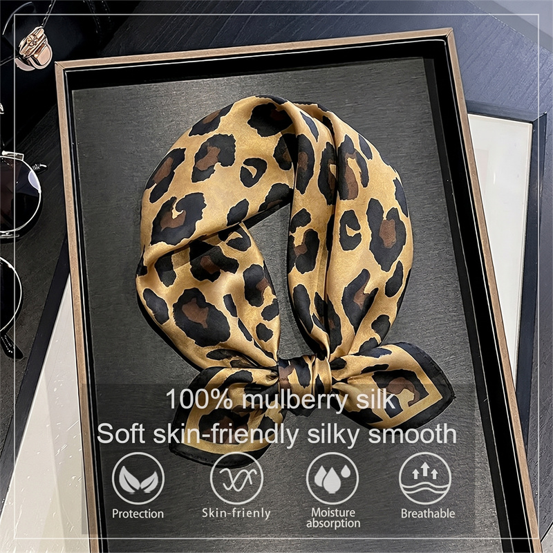 Silk Scarf Square - % 100% ipek kare eşarp leopar