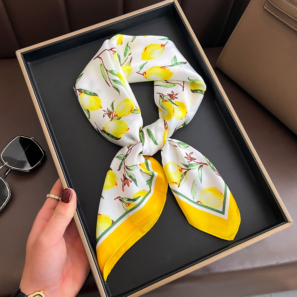 2025 yeni sarı limon baskı kar - Silk Scarf Square incelemesi ve fiyatı