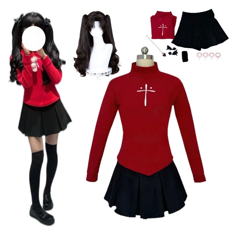 Anime Tohsaka Rin Cosplay Kost - Women'S Red Accessories incelemesi ve fiyatı